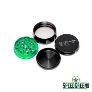 Matte Alloy Grinder Black with Green Stripe 3