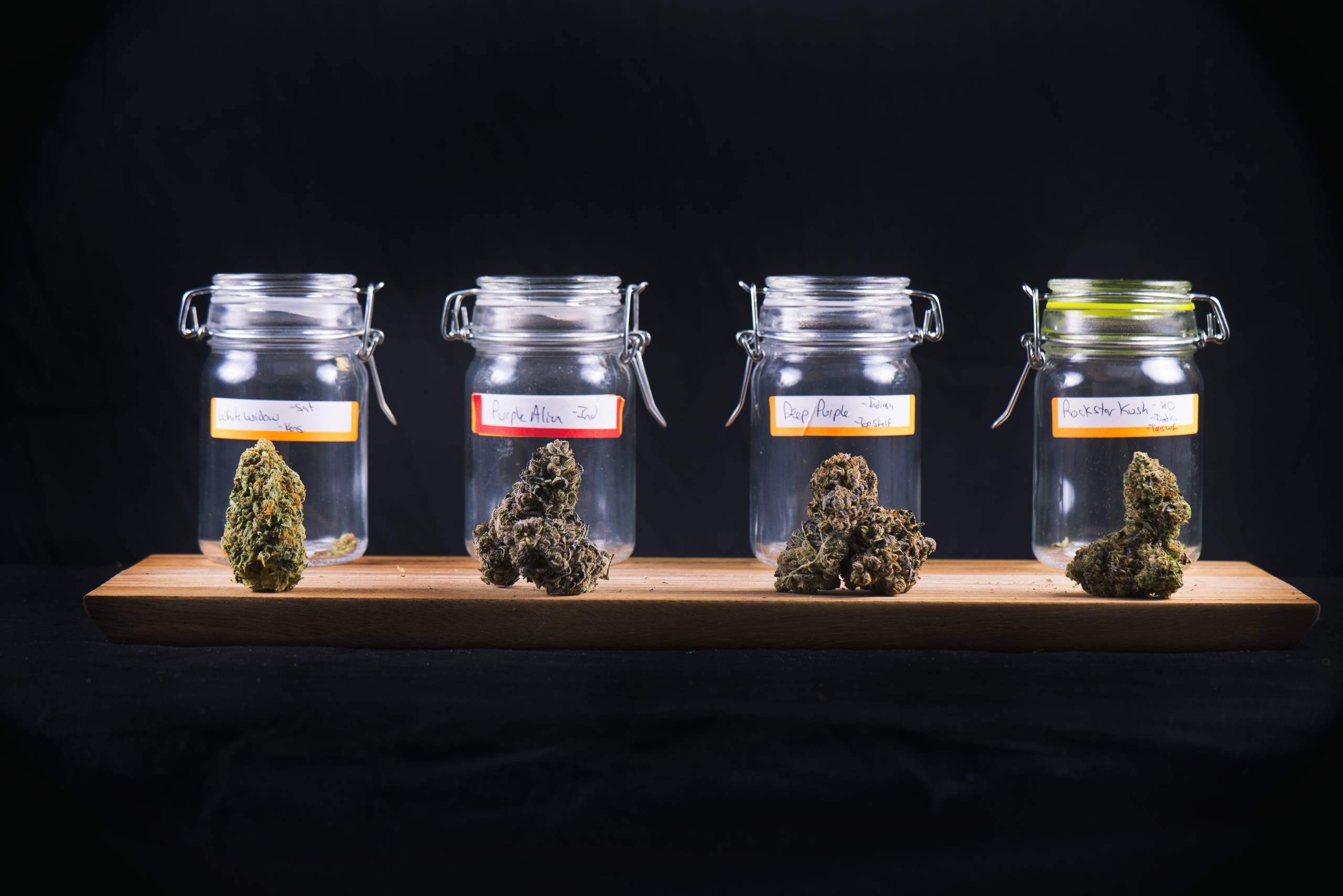 Marijuana prices affect assorted cannabis bud strains and glass jars. SpeedGreens
