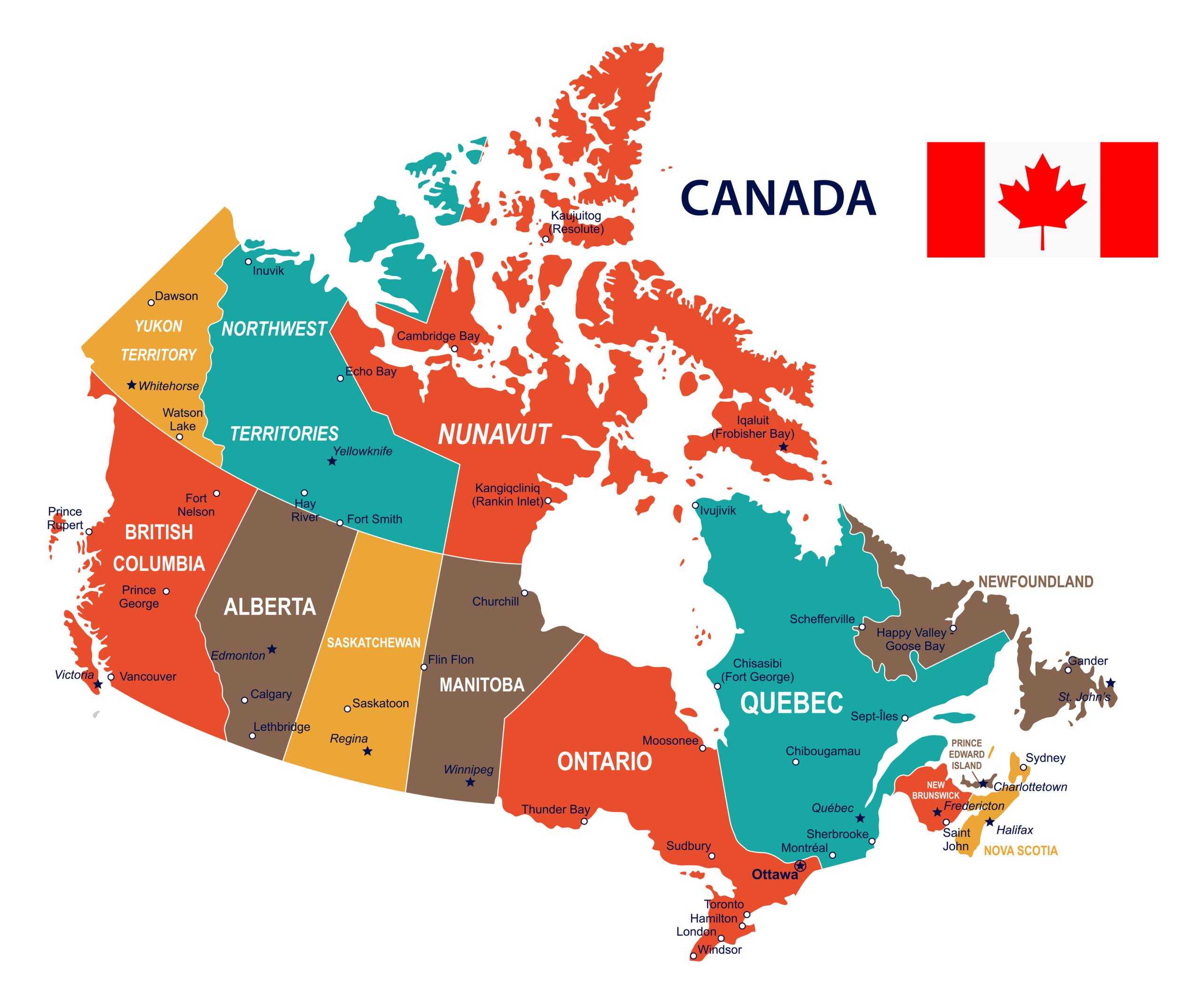Canada map and flag for growing marijuana laws in 2022. SpeedGreens