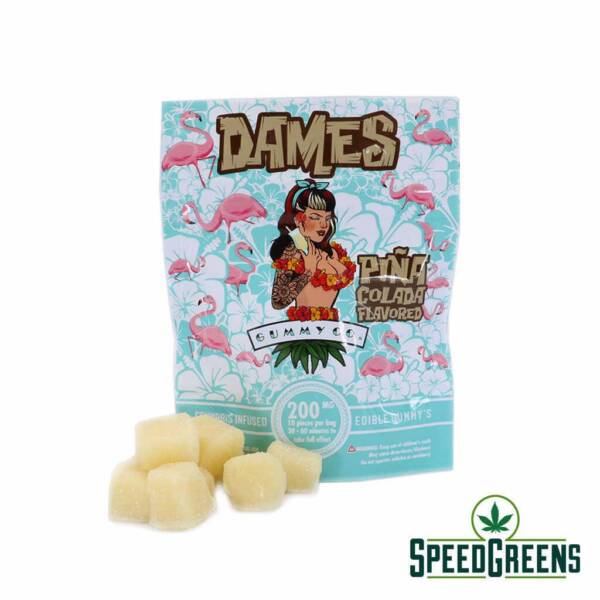 DAMES Pina Colada Gummies (200mg THC) Speed Greens