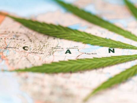 Cannabis leaf on the map of Canada, a 420 friendly country. SpeedGreens