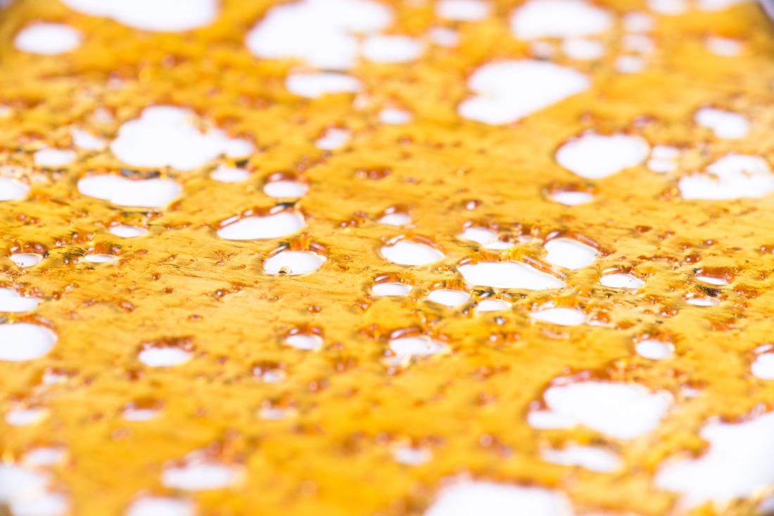 Cannabis oil concentrate aka shatter weed. Speed Greens
