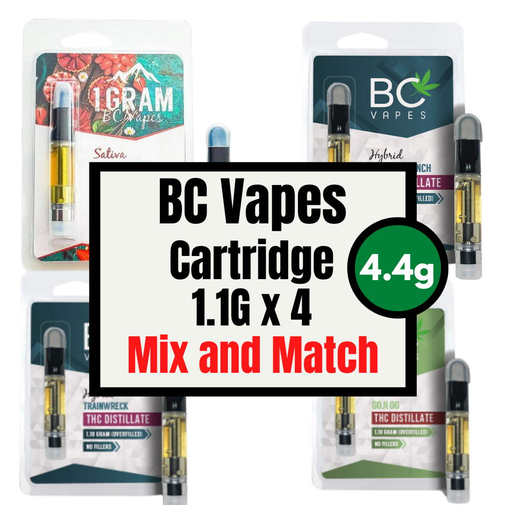 Mix And Match 11g X 4 Bc Vapes Thc Distillate Cartridges Speed Greens 4722