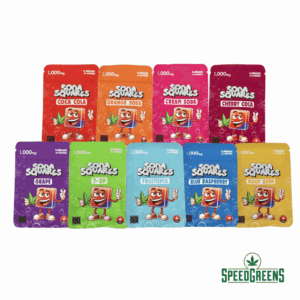 FCK'D UP THC Soda Squares assorted gummy flavors with packaging