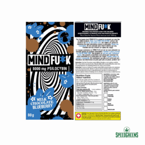 MINDFU*K Blueberry Psilocybin Chocolate Bar – 8000mg mushroom edible
