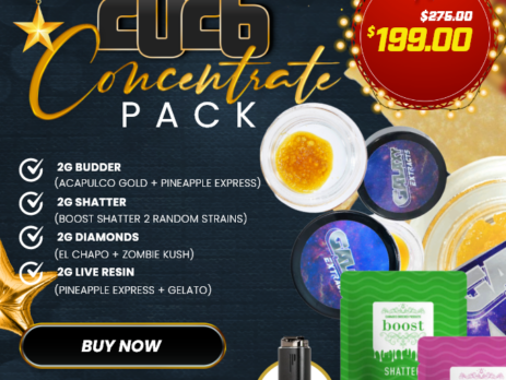 2026 Concentrate Pack with budder, shatter, diamonds, live resin jars and Airis Vaporizer for New Year's Eve dabbing.