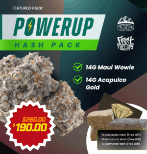 Hash Pack Bundle with 14g Maui Wowie, 14g Acapulco Gold by Frost Factory plus 3g free premium hash