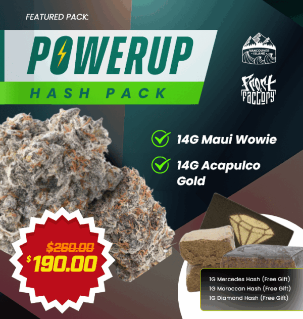 Hash Pack Bundle with 14g Maui Wowie, 14g Acapulco Gold by Frost Factory plus 3g free premium hash