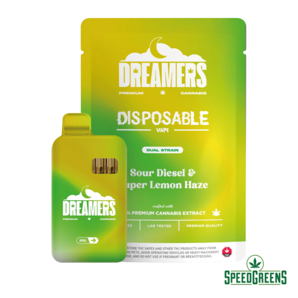 dreamers disposable vape sour diesel and super lemon haze (2)
