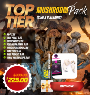 top tier mushroom pack 2026 with eight 3.5g magic mushroom strains plus ShroomCo Great White Monster 3.5g gift bundle