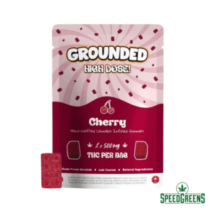 Grounded High Dose Bricks Cherry 500mg THC edible cannabis brick by Grounded Edibles with bold fruity cherry flavor