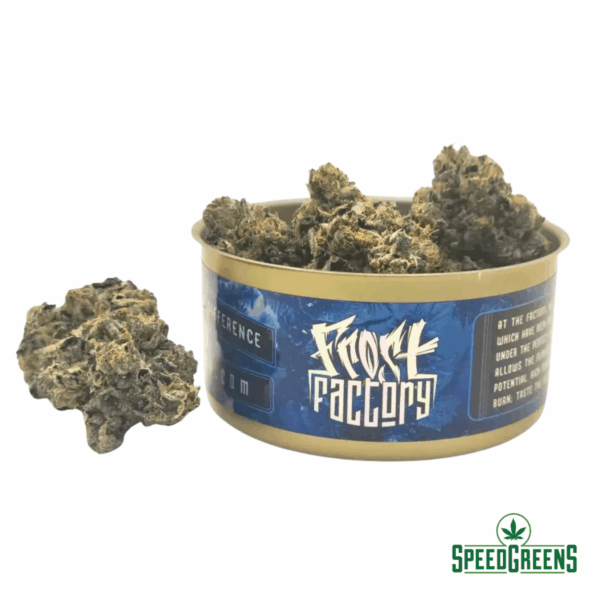 Death Bubba Cold Cured Quads 14g by Frost Factory sealed in a tuna can for maximum freshness and terpene preservation