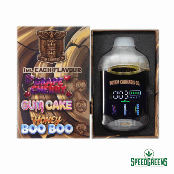 Totem Cannabis Co. Triple Chamber Vape 3g Grape Cherry Gum Cake Honey Boo Boo