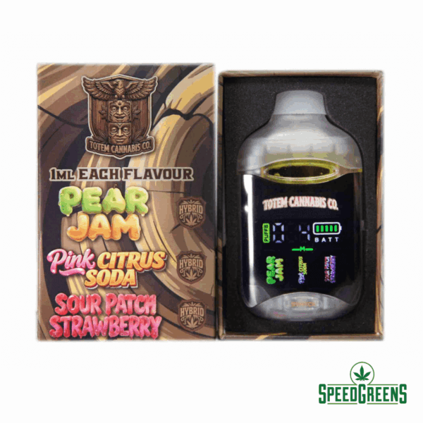 Totem Cannabis Co. Triple Chamber Vape 3g Pear Jam Pink Citrus Soda Sour Patch Strawberry