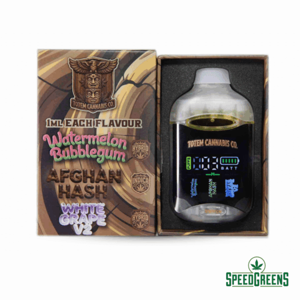 Totem Cannabis Co. Triple Chamber Vape 3g Watermelon Bubblegum Afghan Hash White Grape V2